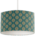 Teal Drum Lampshade, Retro Circles Design Shade for Table, Floor or Ceiling Pendant Light