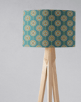 Teal Drum Lampshade, Retro Circles Design Shade for Table, Floor or Ceiling Pendant Light