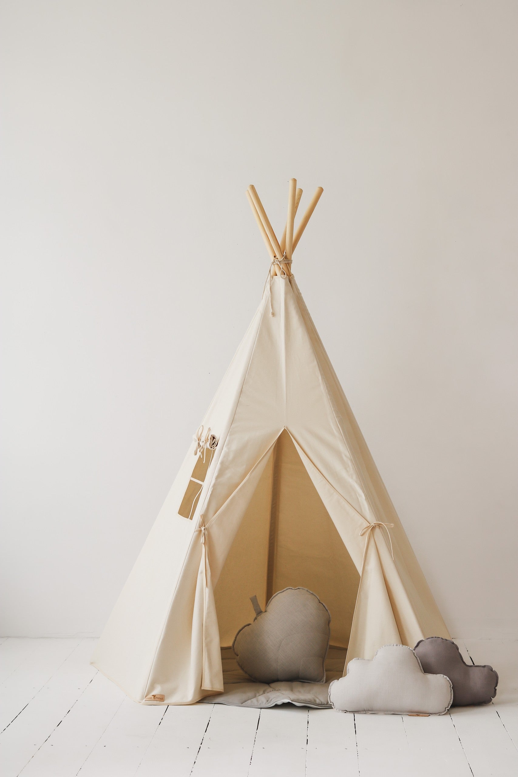 Beige Kids Indoor and Outdoor Teepee Tent