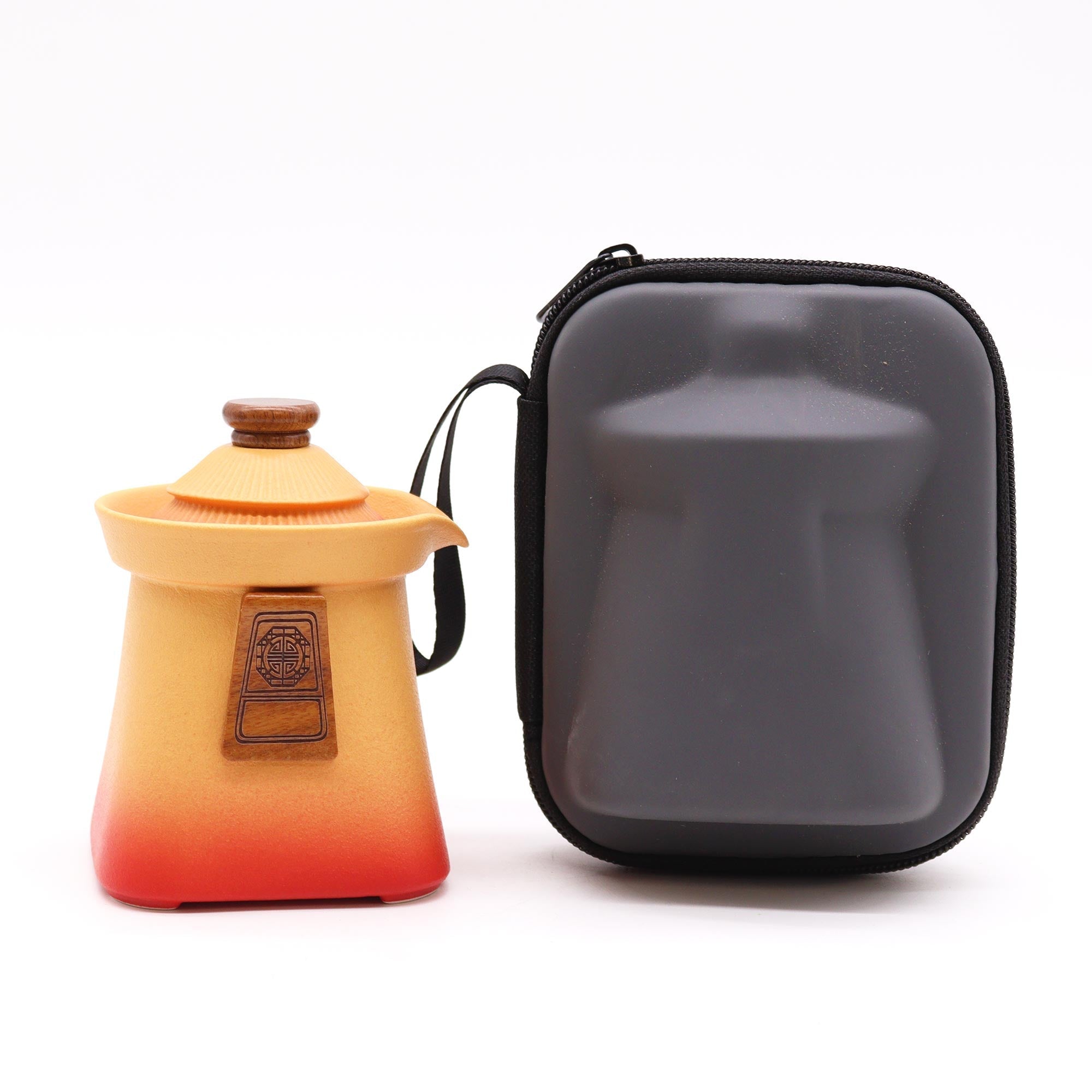Temple Teapot Set &amp; Three Cups - Orange Earth