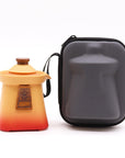 Temple Teapot Set & Three Cups - Orange Earth