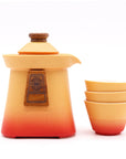 Temple Teapot Set & Three Cups - Orange Earth
