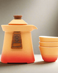 Temple Teapot Set & Three Cups - Orange Earth