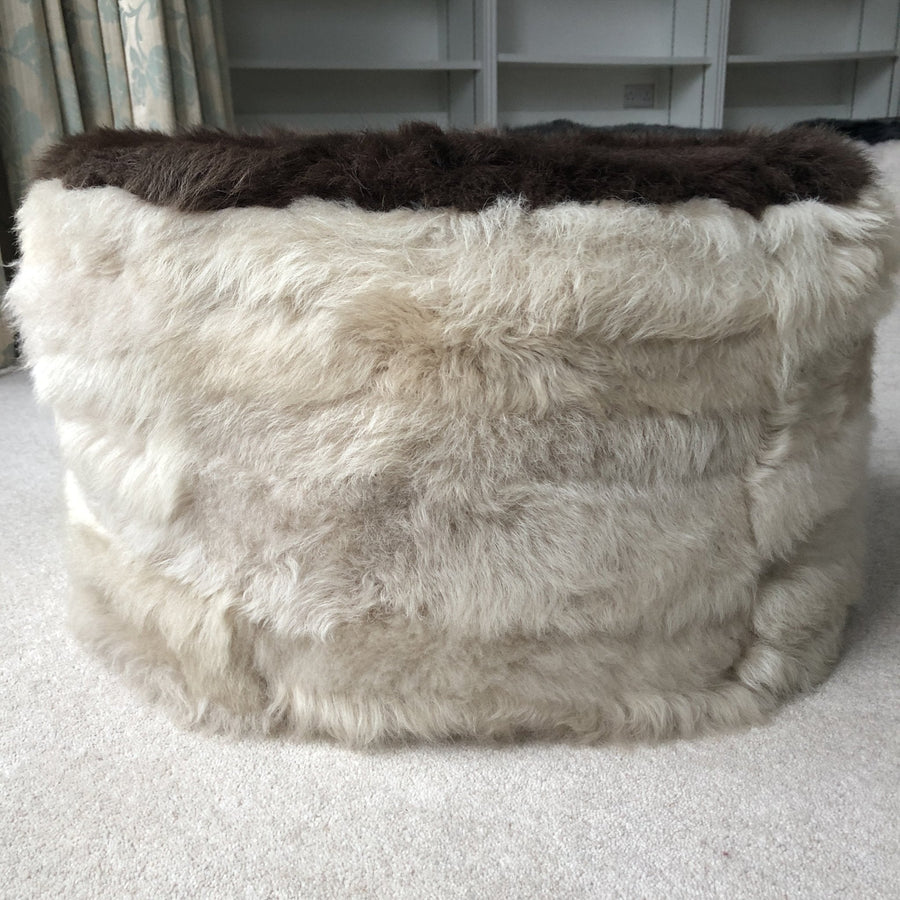 Ex-Display The Cossack Shearling Pouffe - Champagne & Conker