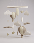 Night Flight Nursery Mobile with Hand-Felted Balloons and Moon