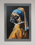 Pug with Pearl Earring Framed Print