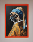 Pug with Pearl Earring Framed Print