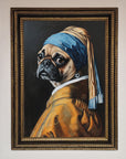 Pug with Pearl Earring Framed Print