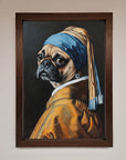 Pug with Pearl Earring Framed Print