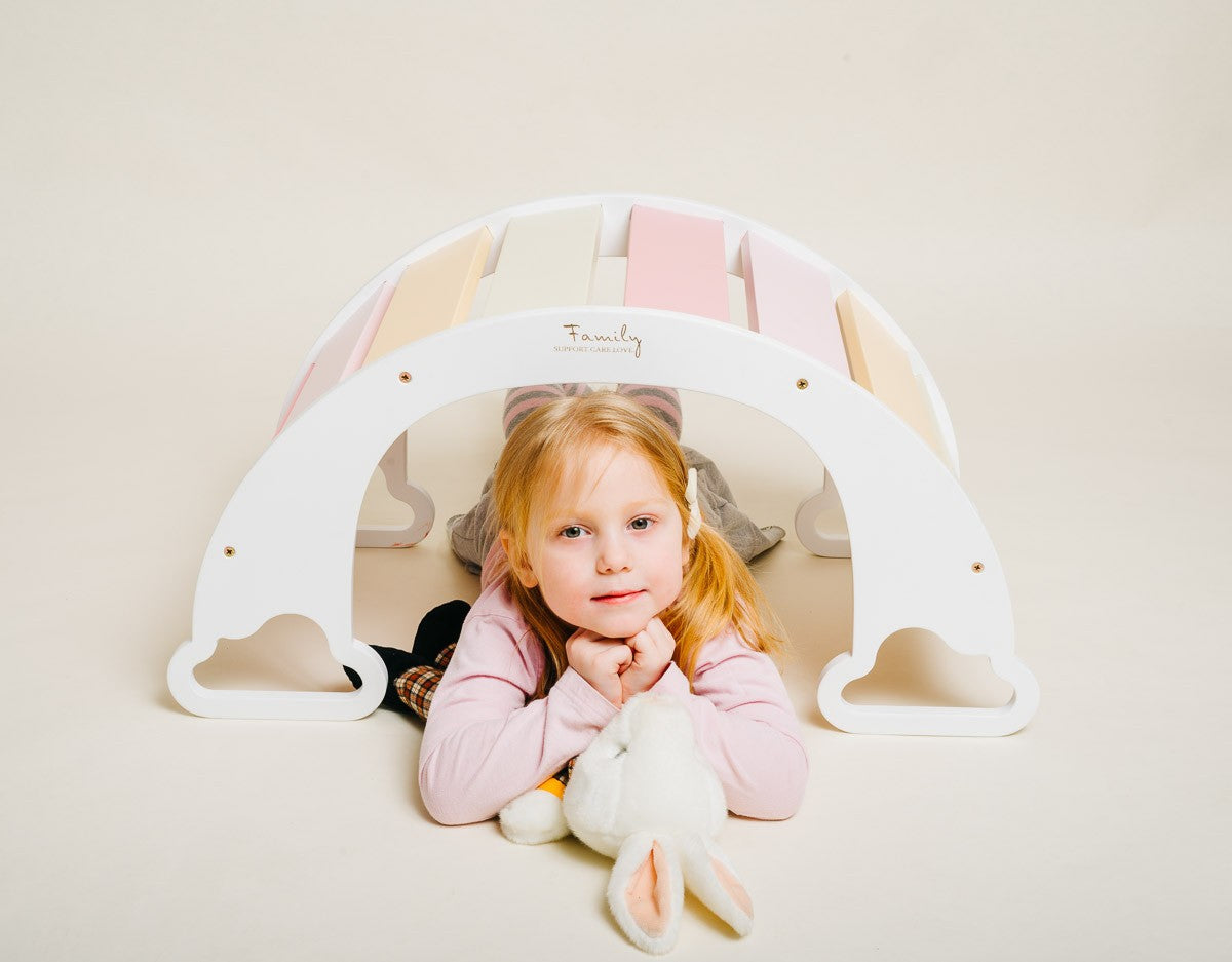 Rainbow Climber and Indoor Swing Set for Kids