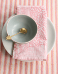 Pink Stripes Roza Print Hand Blocked Tablecloth