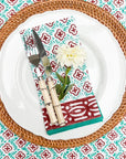 Herald green block print tablecloth