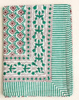 Herald green block print tablecloth