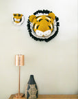 Luxury handcrafted felt tiger head wall decor, premium organic wool safari animal head for kids room, stylish beaded eyes by Ella James at brixbailey.com