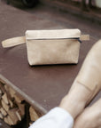 Beige Crossbody Leather Shoulder Bag
