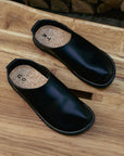 Black Unisex Slip On Leather Shoes