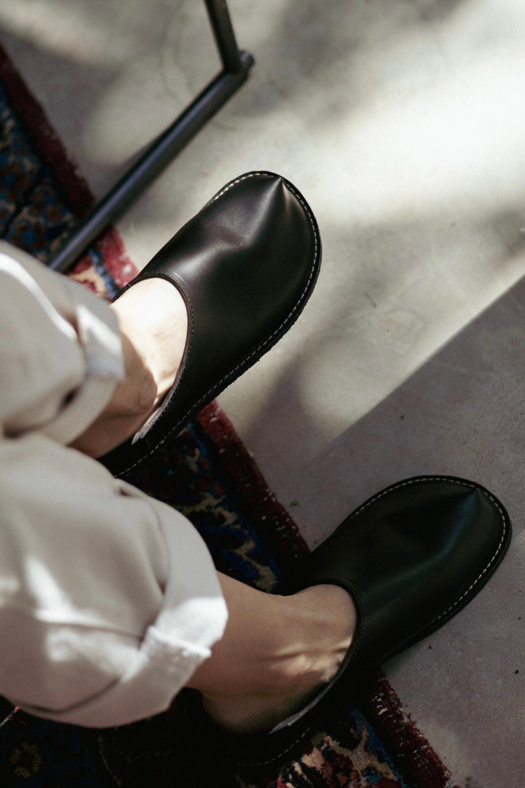 Black Unisex Slip On Leather Shoes