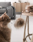 Cappuccino Cat Toy with Faux Fur and Leather