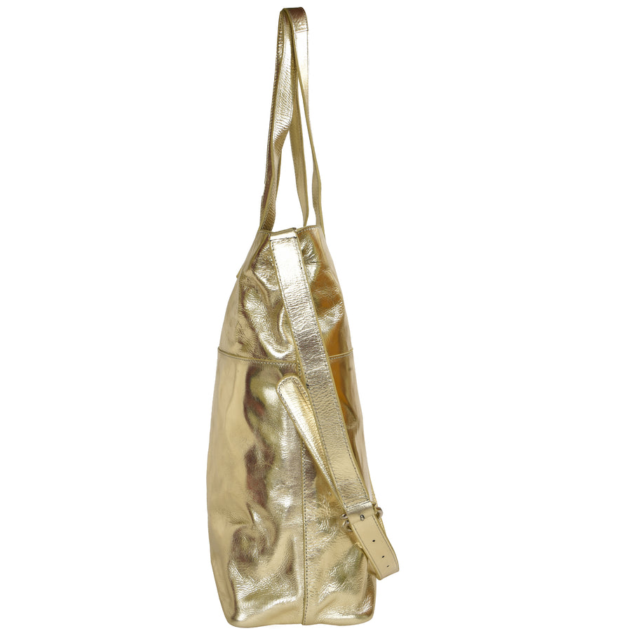 Gold Ethical Leather Tote Bag Brix Bailey