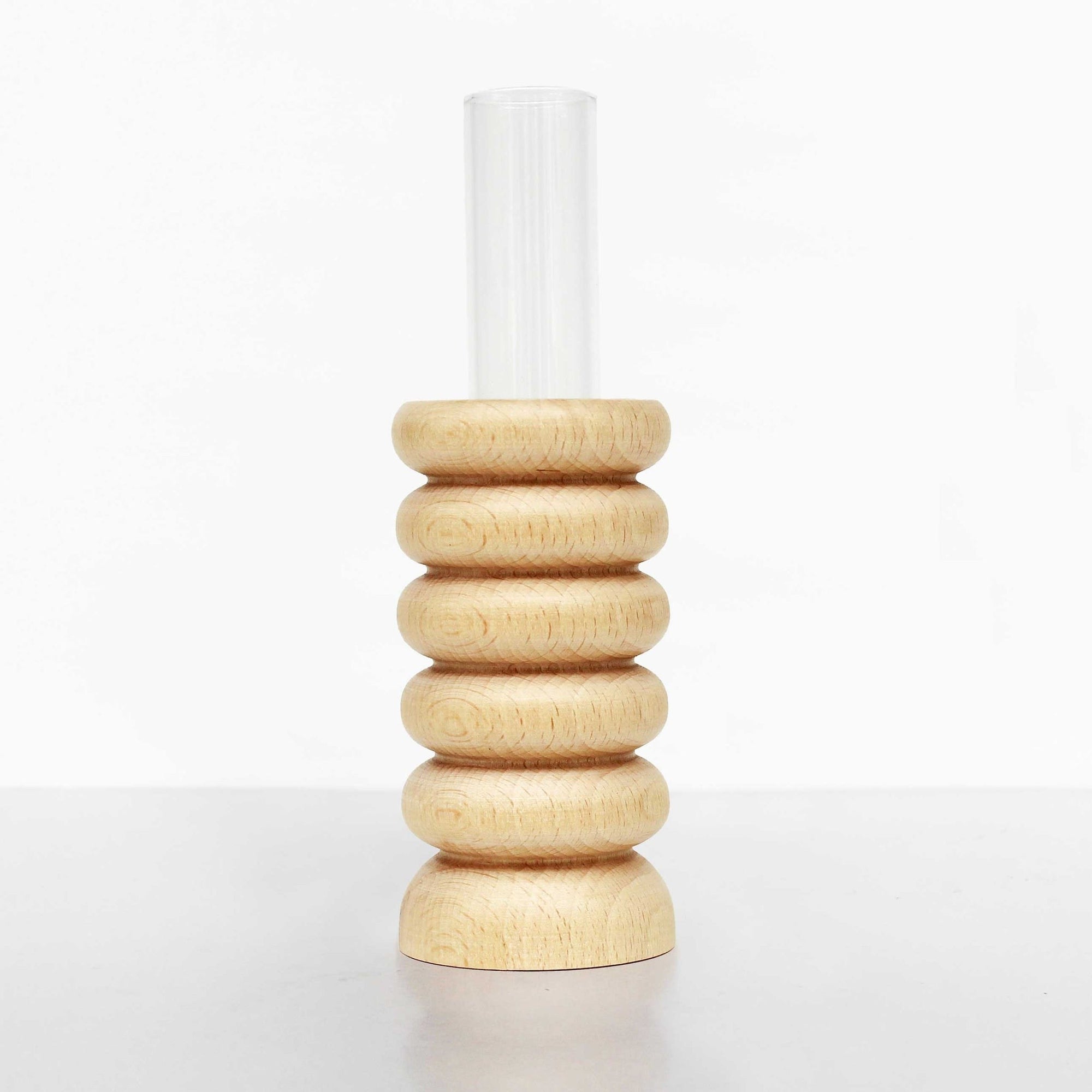 Medium Totem Wood Vase with Glass Insert