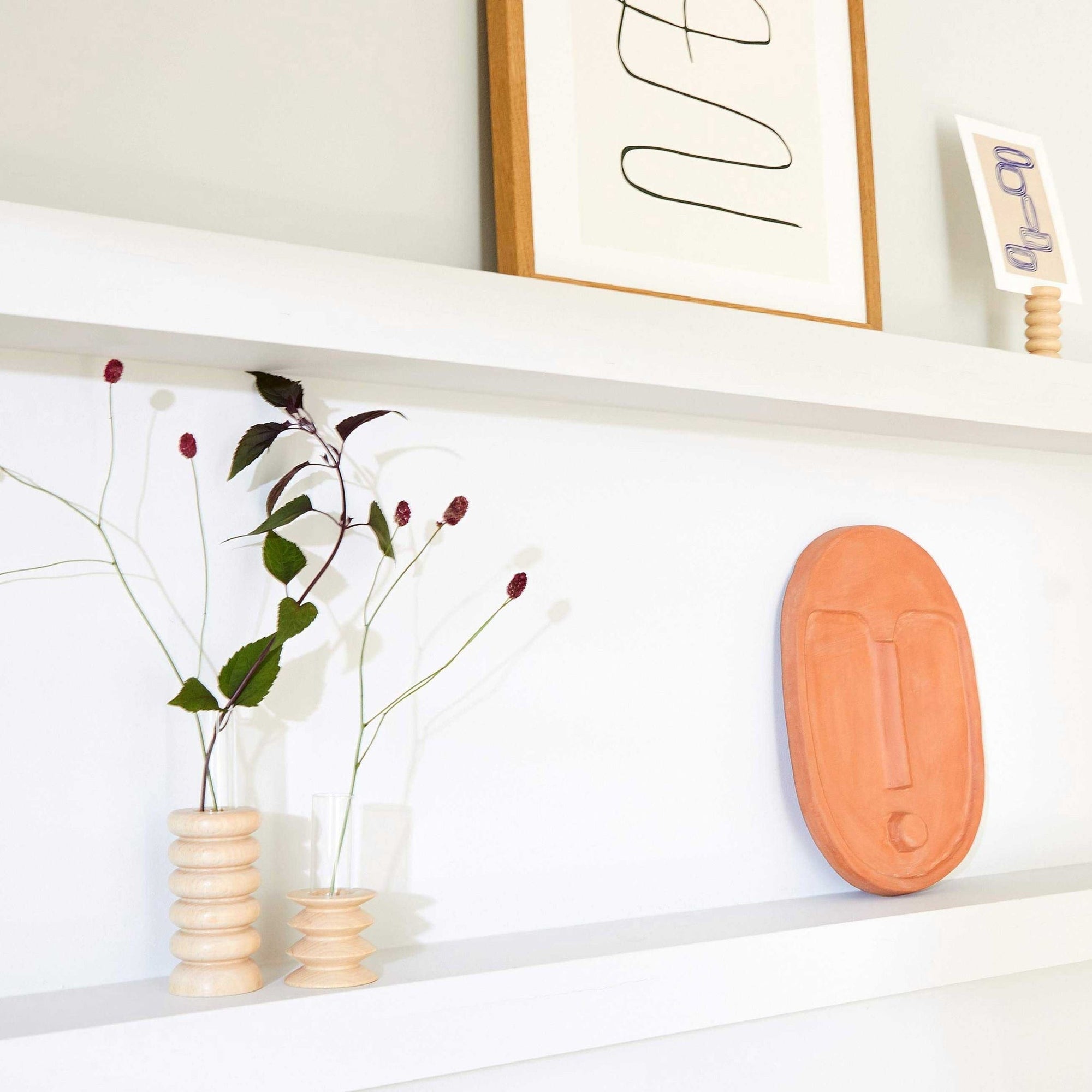 Medium Totem Wood Vase with Glass Insert