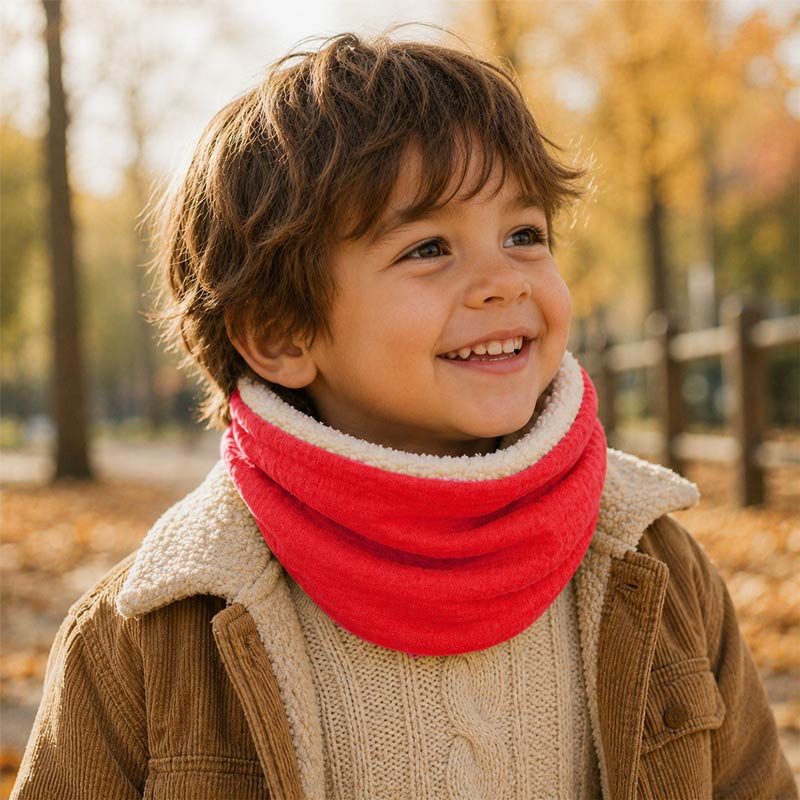 tour de cou en coton bio fraise papate GOTS fille enfant