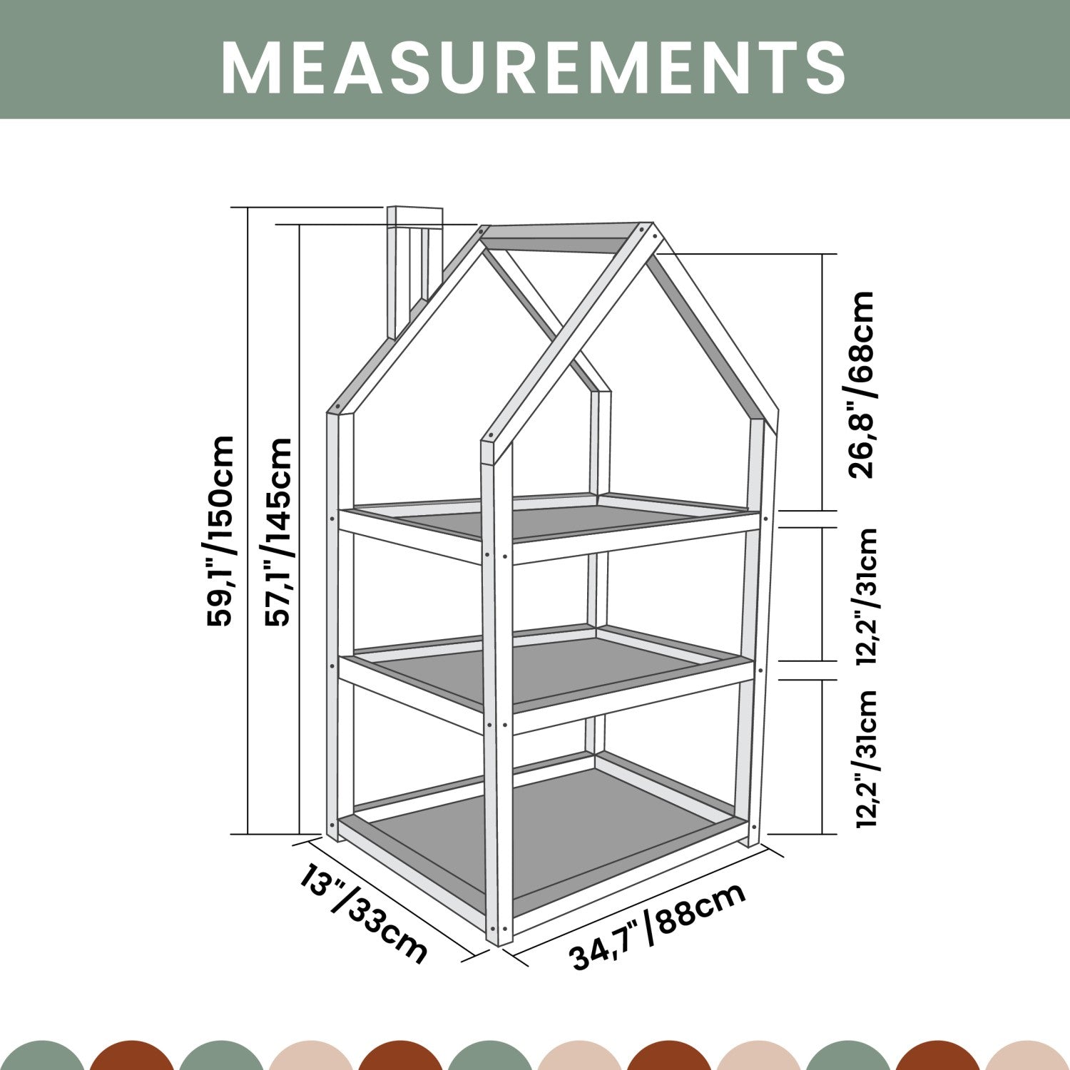House Shaped Kids Shelf for Playful Storage