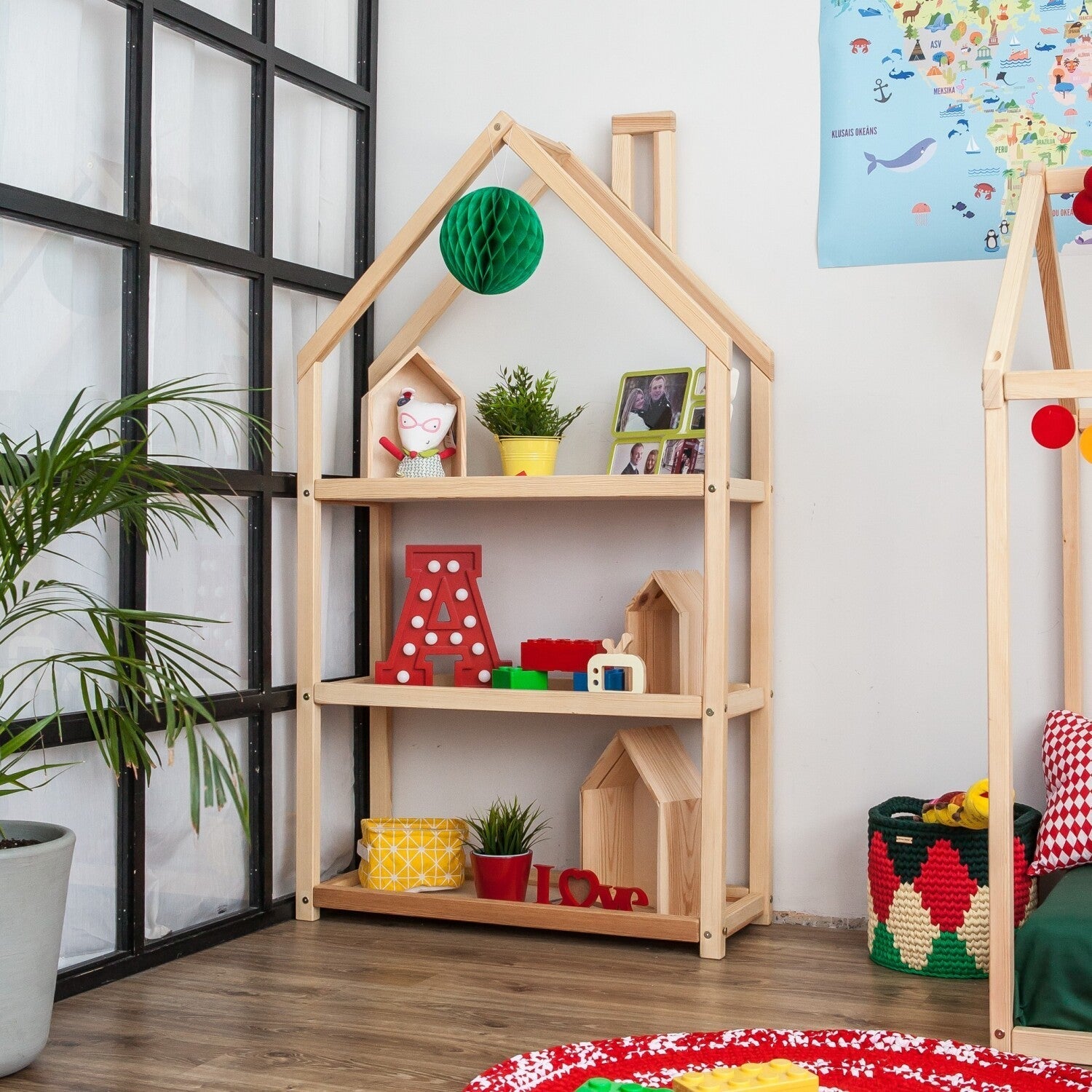 House Shaped Kids Shelf for Playful Storage