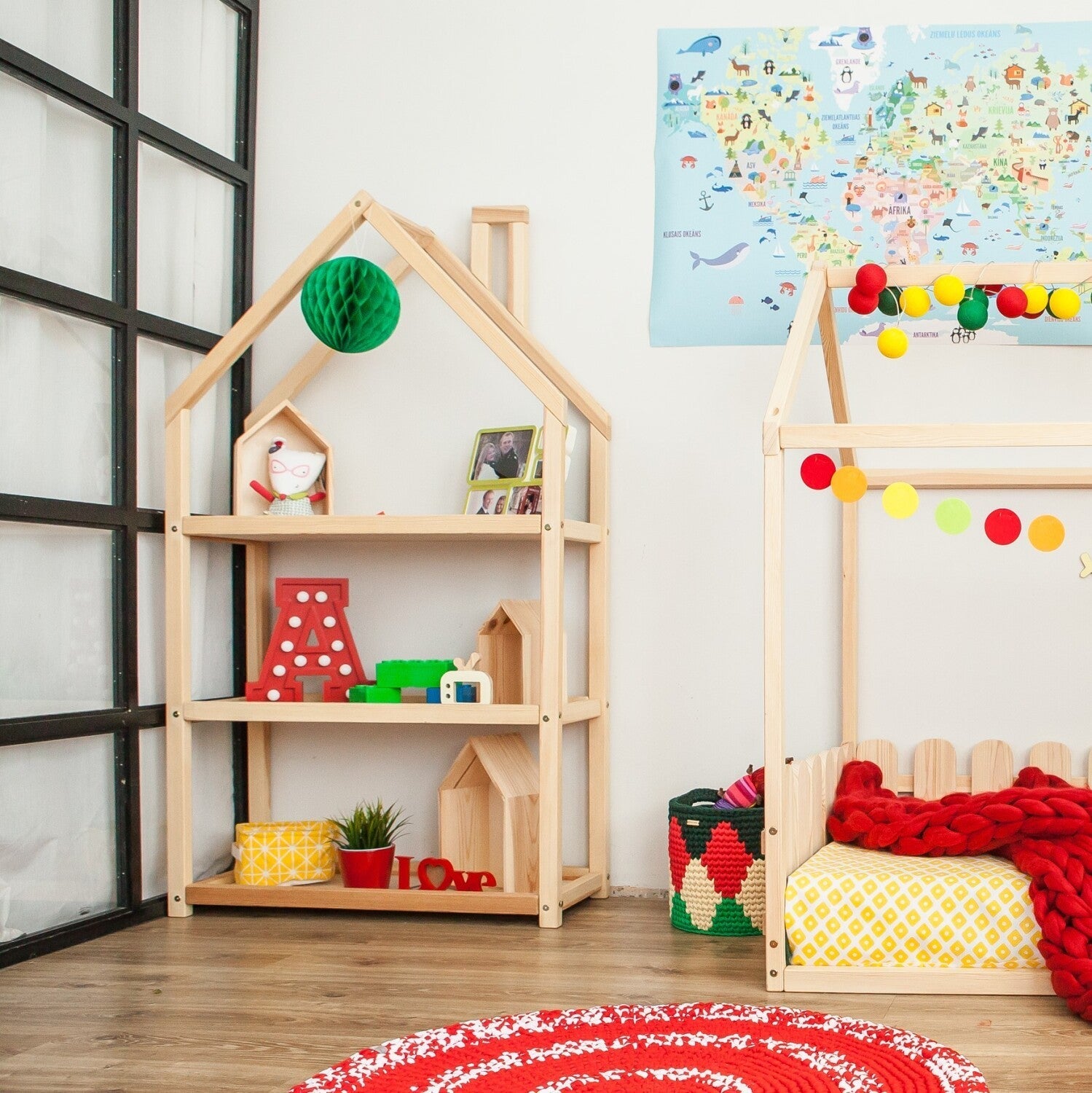 House Shaped Kids Shelf for Playful Storage