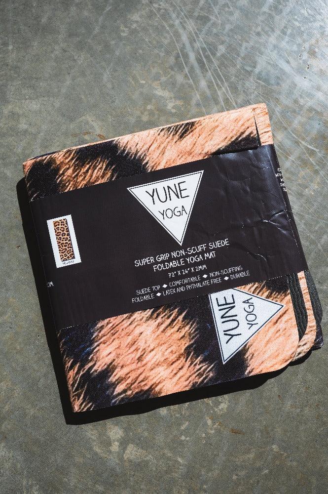 Foldable Leopard Suede Yoga Mat – 2mm Lightweight, Non-Slip Travel Mat by Yune Yoga-4