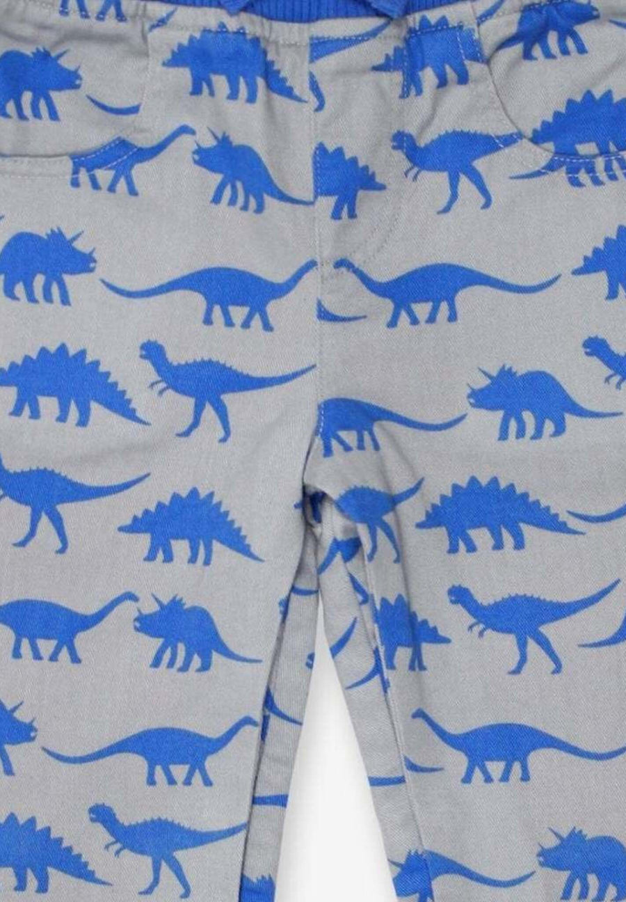 Premium baby cotton pants with cute dinosaur print, soft elastic waistband, cozy jersey lining, machine washable by Toby Tiger at brixbailey.com