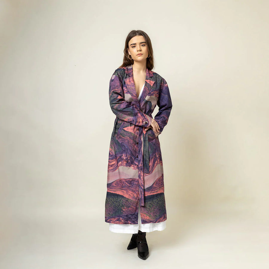 Amelia printed trench coat, stylish premium outerwear, luxury best-selling womenswear by Bethikal at brixbailey.com