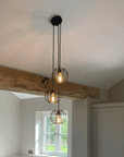Triple Pendant Light with Pumpkin Cage Shades | Kitchen Island & Stairwell Lighting