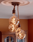 Triple Cluster Pendant Light with Organic Neo Bulbs | Kitchen Island & Stairwell Lighting UK