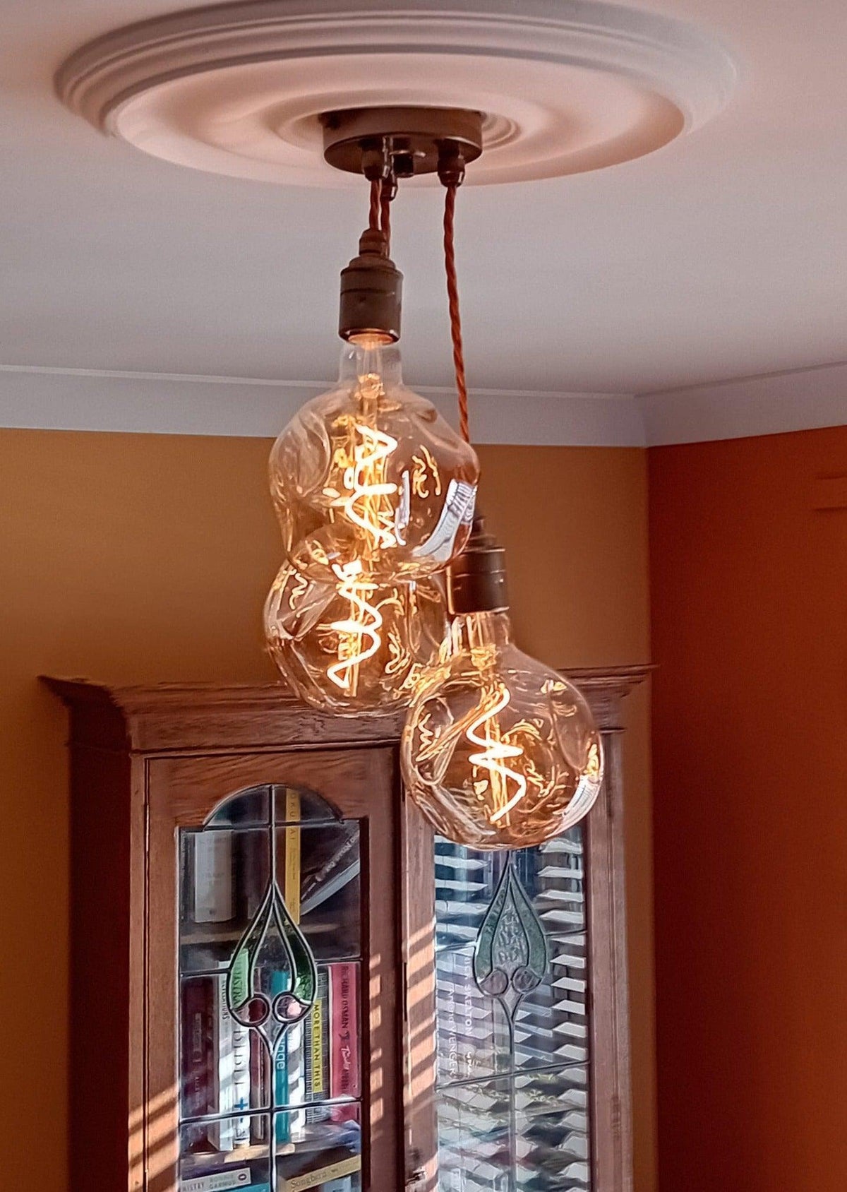 Triple Cluster Pendant Light with Organic Neo Bulbs | Kitchen Island & Stairwell Lighting UK