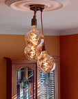 Triple Cluster Pendant Light with Organic Neo Bulbs | Kitchen Island & Stairwell Lighting UK