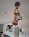 Triple Cluster Pendant Light with Organic Neo Bulbs | Kitchen Island & Stairwell Lighting UK