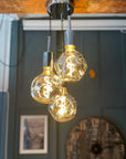 Triple Cluster Pendant Light with Organic Neo Bulbs | Kitchen Island & Stairwell Lighting UK