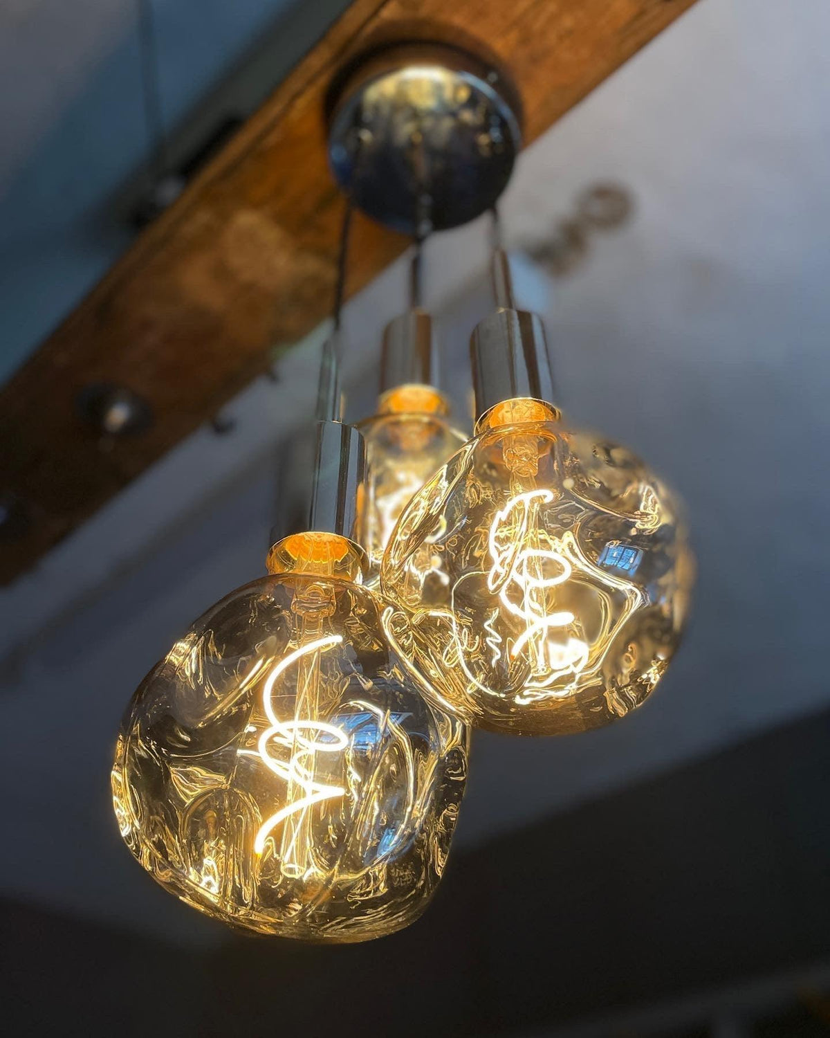 Triple Cluster Pendant Light with Organic Neo Bulbs | Kitchen Island &amp; Stairwell Lighting UK