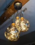 Triple Cluster Pendant Light with Organic Neo Bulbs | Kitchen Island & Stairwell Lighting UK
