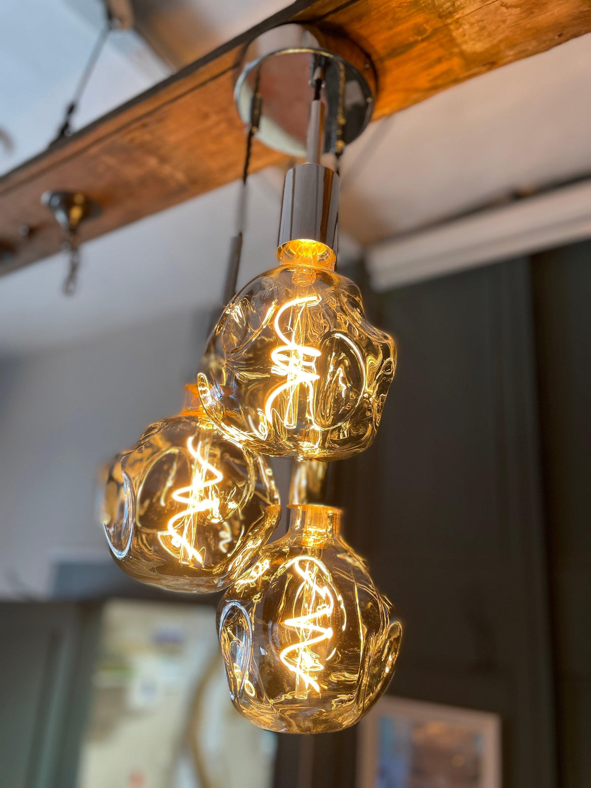 Triple Cluster Pendant Light with Organic Neo Bulbs | Kitchen Island &amp; Stairwell Lighting UK