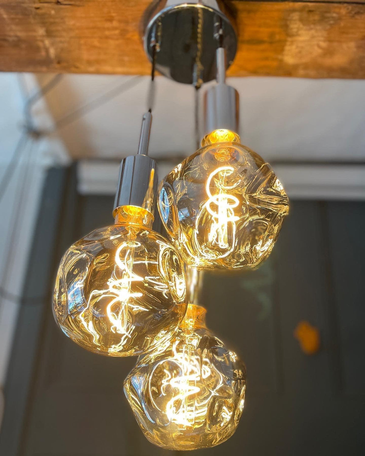Triple Cluster Pendant Light with Organic Neo Bulbs | Kitchen Island &amp; Stairwell Lighting UK