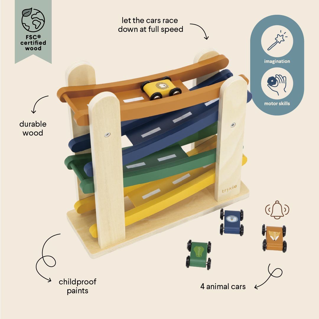 Wooden Animal Race Track Toy for Toddlers