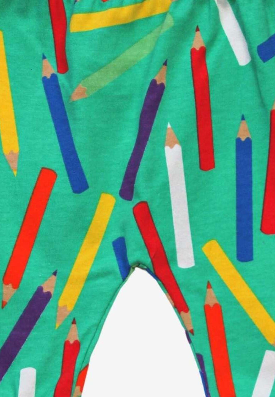 Premium organic cotton kids yoga pants with artistic print, colorful and comfortable, GOTS certified, best-selling Toby Tiger design by Toby Tiger at brixbailey.com