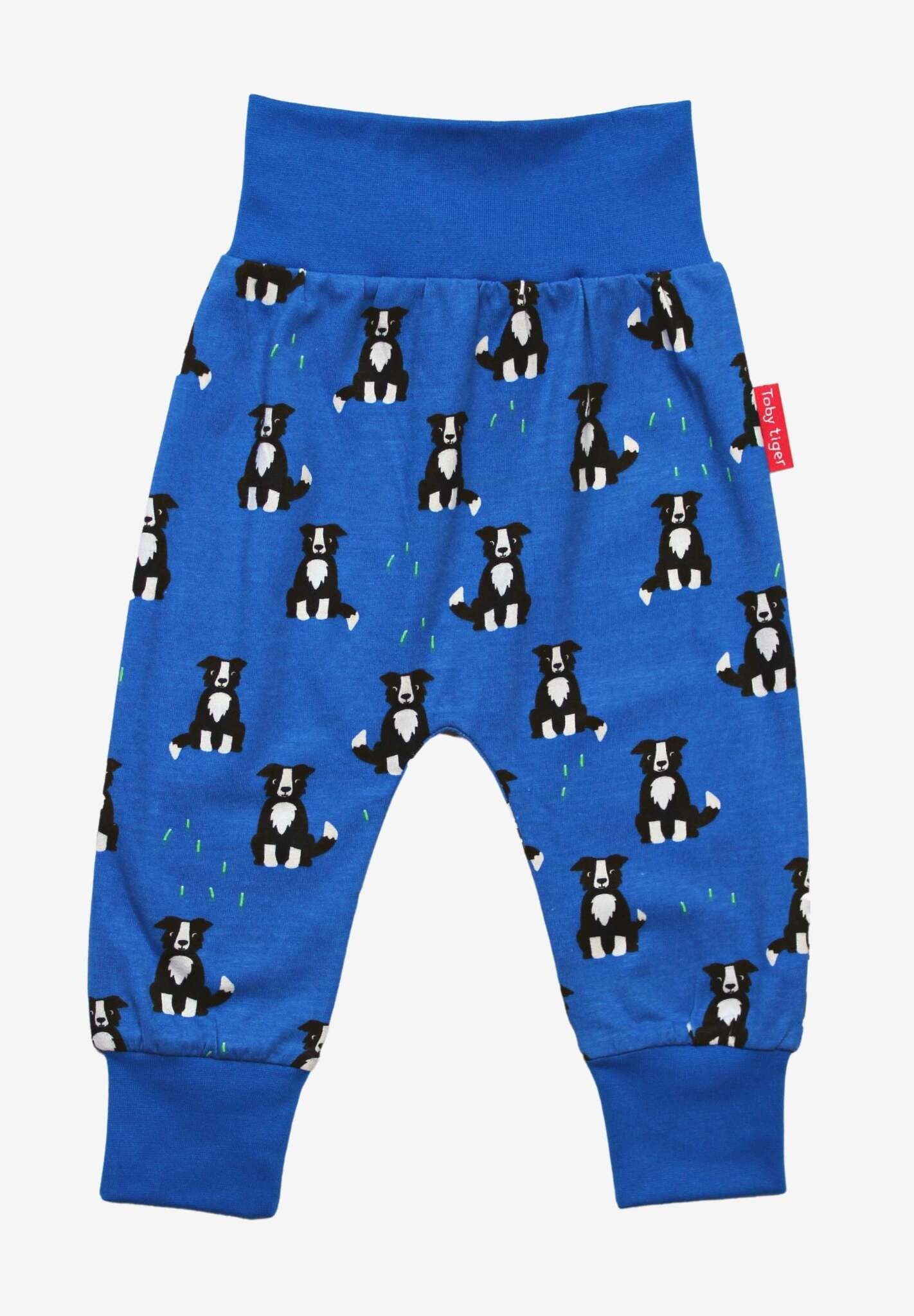Premium organic cotton kids yoga pants with dog print, soft and comfortable for play, crawling, and relaxing by Toby Tiger at brixbailey.com