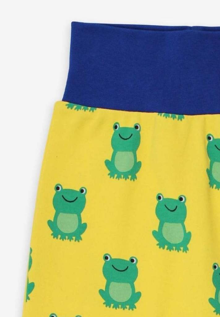 Premium baby pants with frog applique, soft organic cotton, GOTS certified, stylish Toby Tiger design, eco-friendly dye by Toby Tiger at brixbailey.com