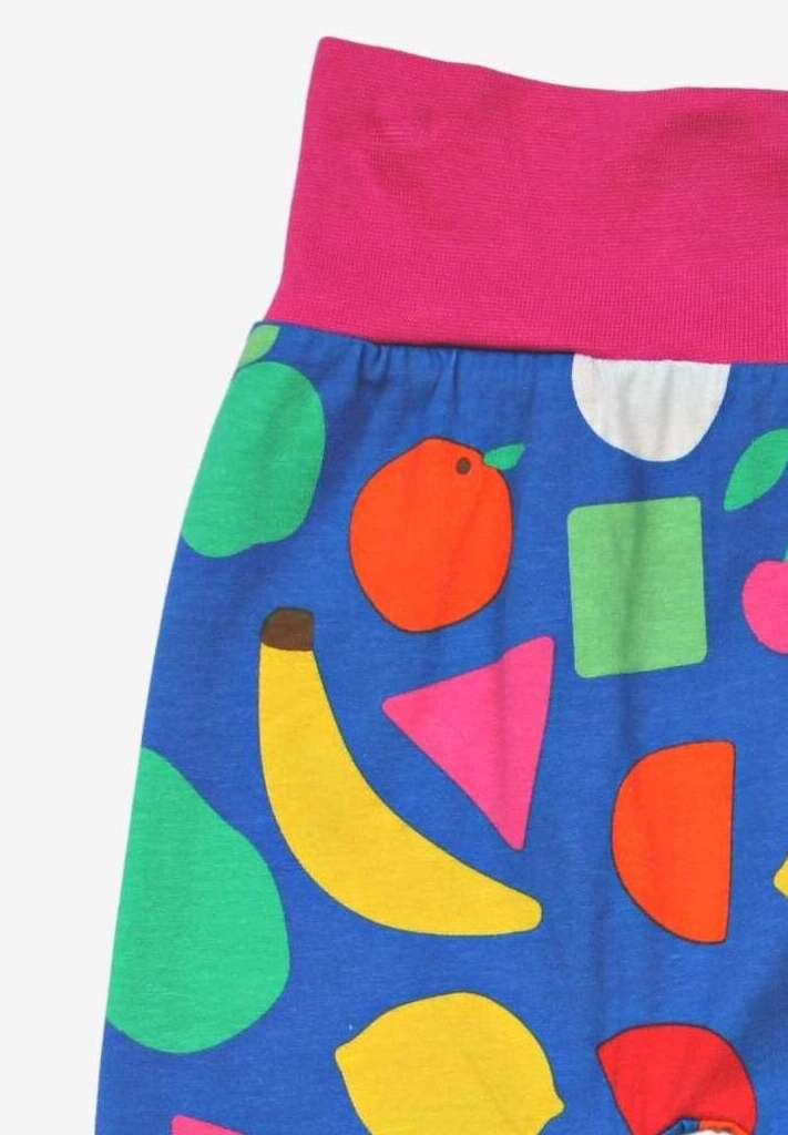 Luxury kids yoga pants with vibrant fruit print, premium organic cotton, stylish and comfortable for active play by Toby Tiger at brixbailey.com