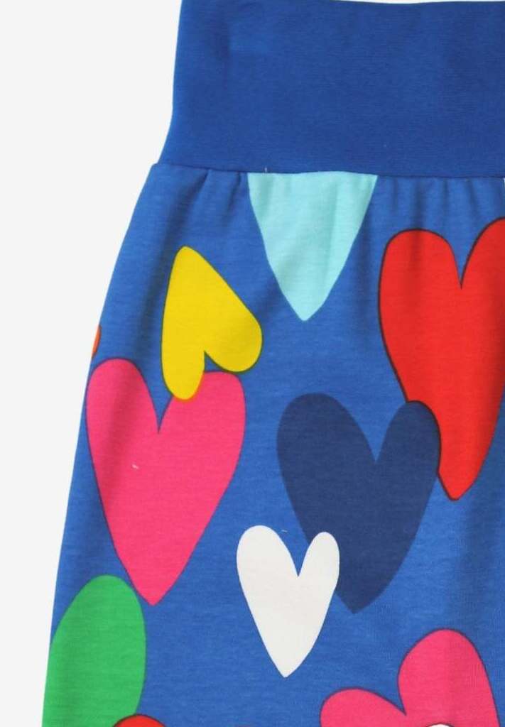 Fun Colorful Kids Yoga Pants with Heart Print, Comfortable Waist and Ankle Support, 100% Organic Cotton, Eco-Friendly Dyes by Toby Tiger at brixbailey.com