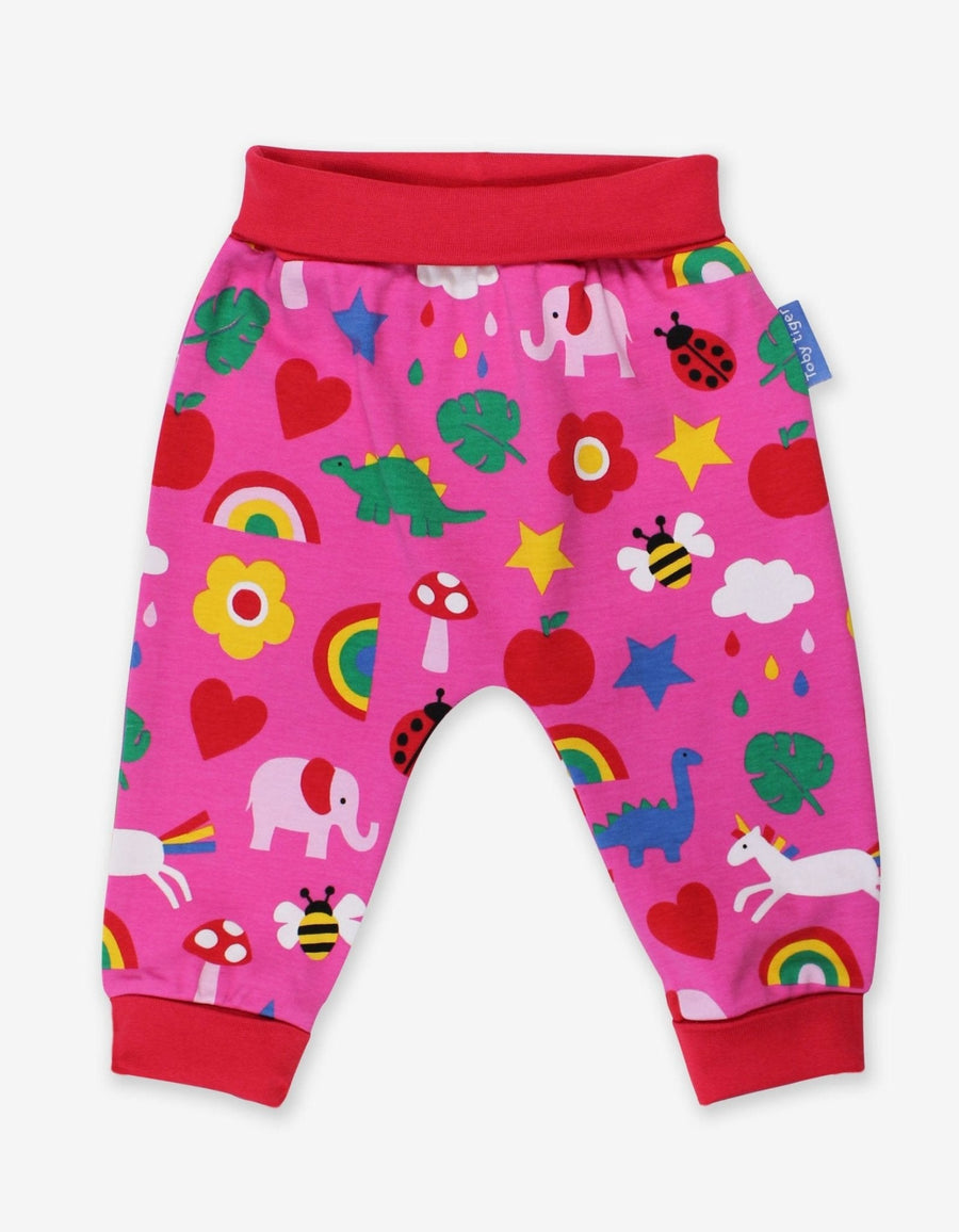 Organic Cotton Baby Pants with Fun Prints, Comfortable High Waistband, Soft GOTS-Certified Fabric for Boys and Girls by Toby Tiger at brixbailey.com