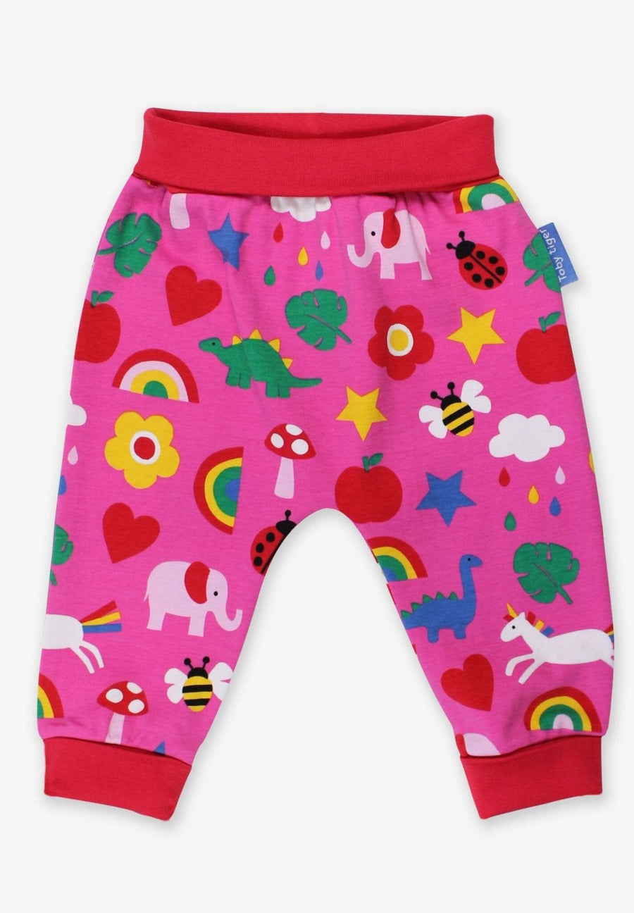 Comfortable Organic Cotton Baby Pants with Unicorns, Dinosaurs, and Elephants - Soft, Eco-Friendly, and Machine Washable by Toby Tiger at brixbailey.com